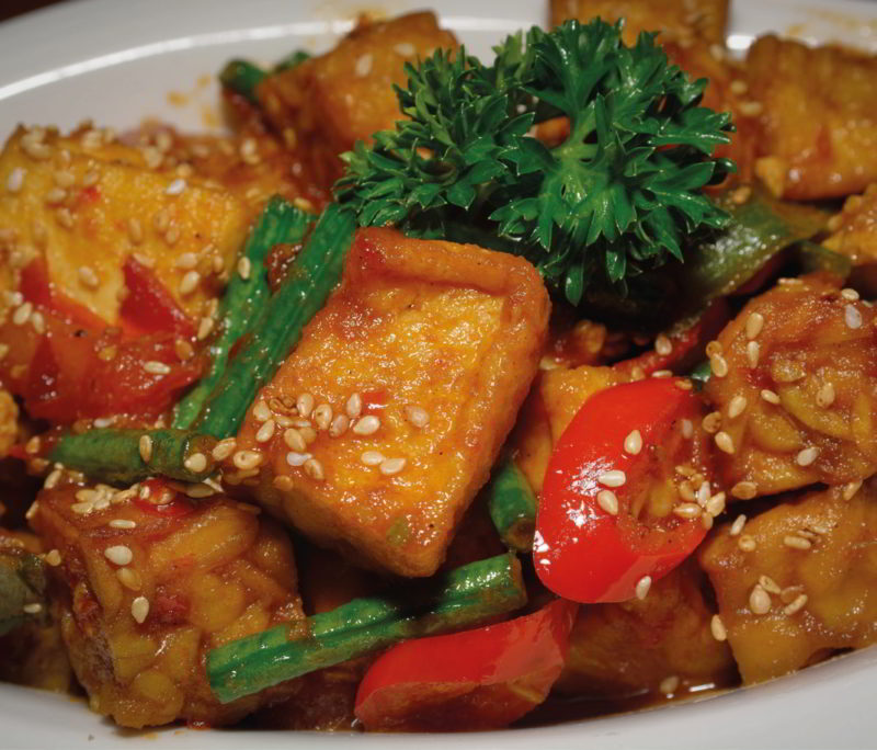 Tempeh agrodolce e fagiolini tempeh
